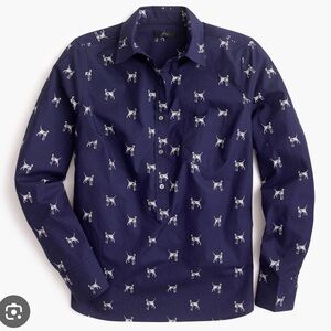J. Crew | Women's Dalmatian Novelty Print Navy Classic Popover Size 0